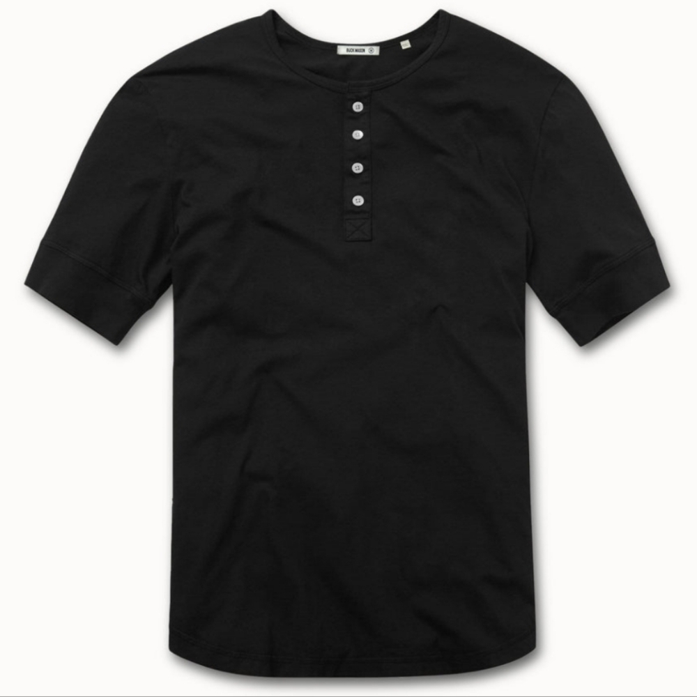 Buck Mason Curved Hem Short Sleeve Henley
